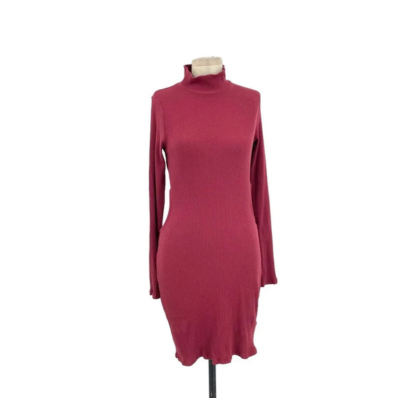 Free People Beach Guess Who's Back Rib Knit Cutout‎ Dress Wild Garnet Size Large - Picture 3 of 11